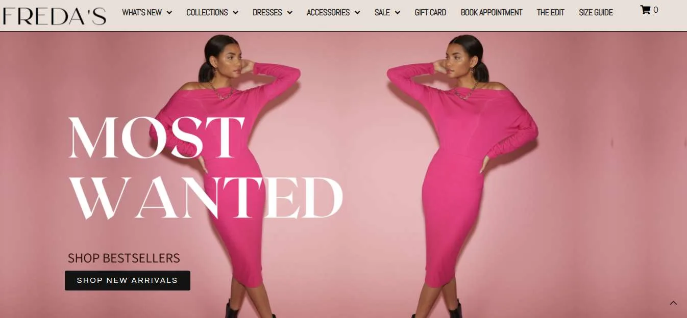 Fredas ecommerce developed by Ackrolix