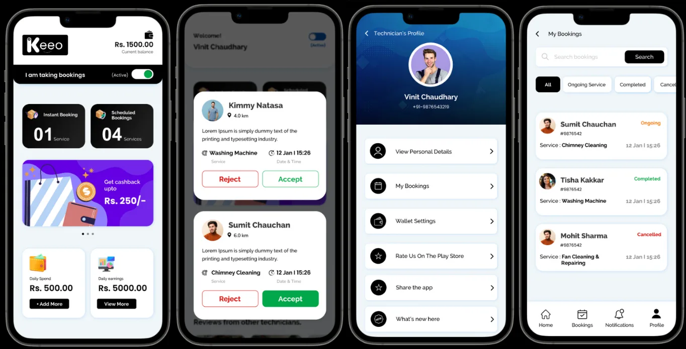 Service Booking App mobile app developed by Ackrolix