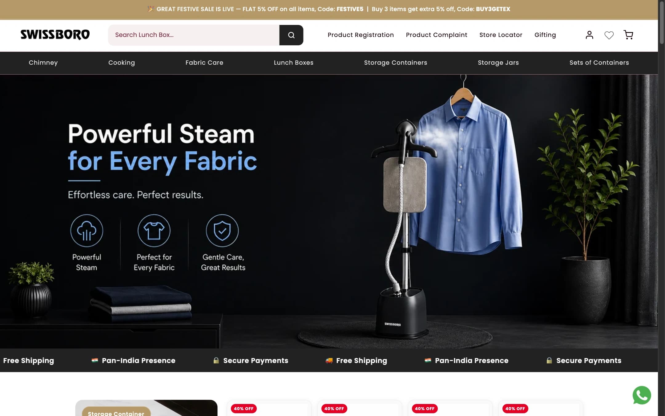 Swissboro desktop website homepage