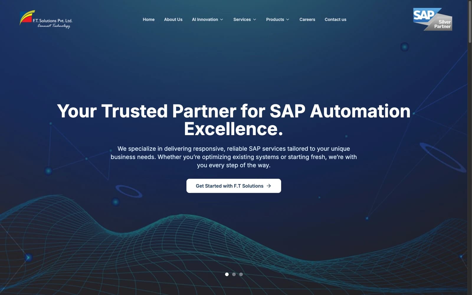 FTS SAP partner website development — homepage screenshot