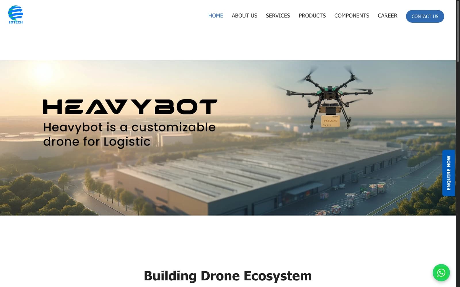 IoTechWorld drone manufacturer website development — homepage screenshot