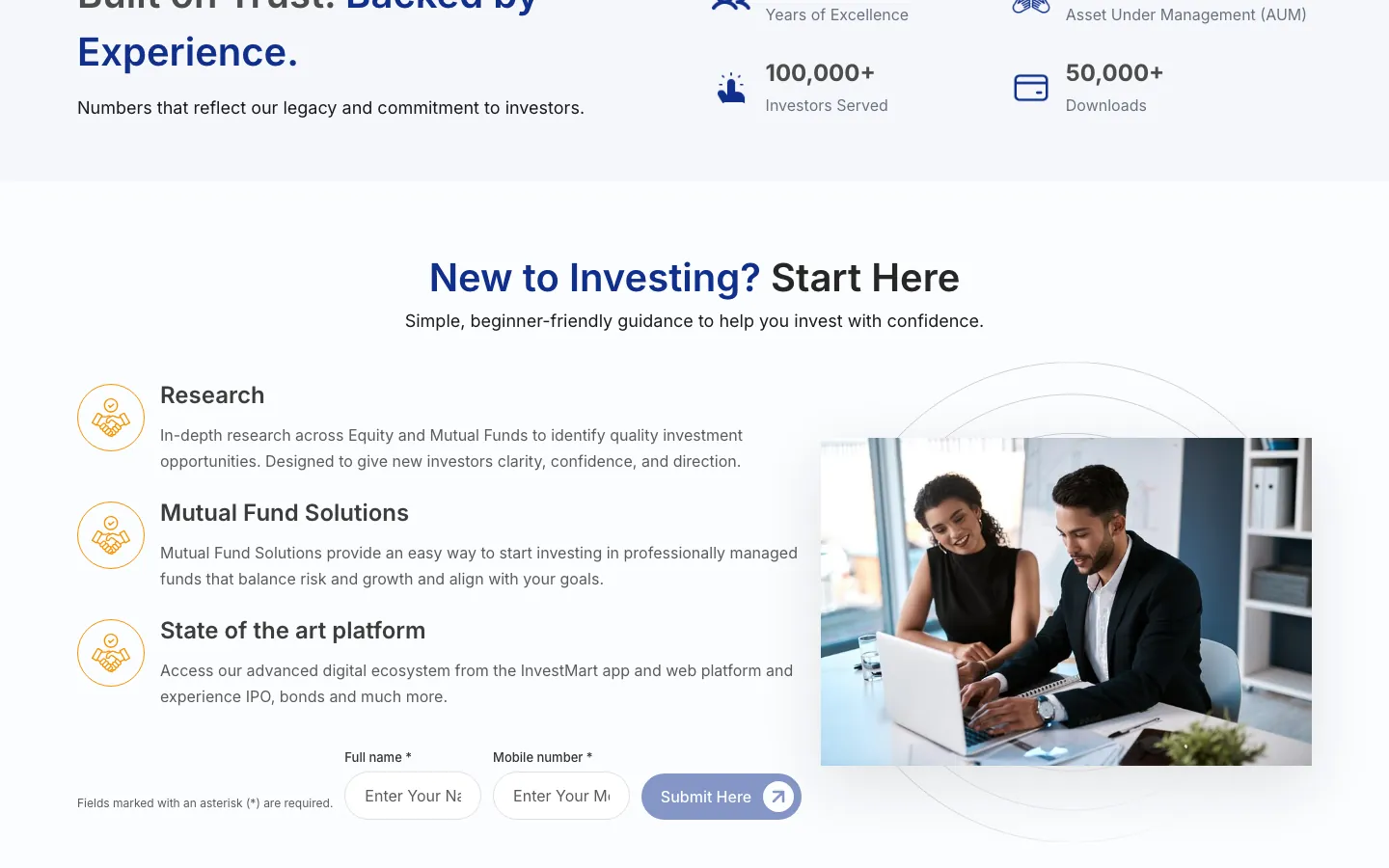Latin Manharlal website section New to Investing with Research, Mutual Fund Solutions and platform cards Latin Manharlal website section New to Investing with Research, Mutual Fund Solutions and platform cards