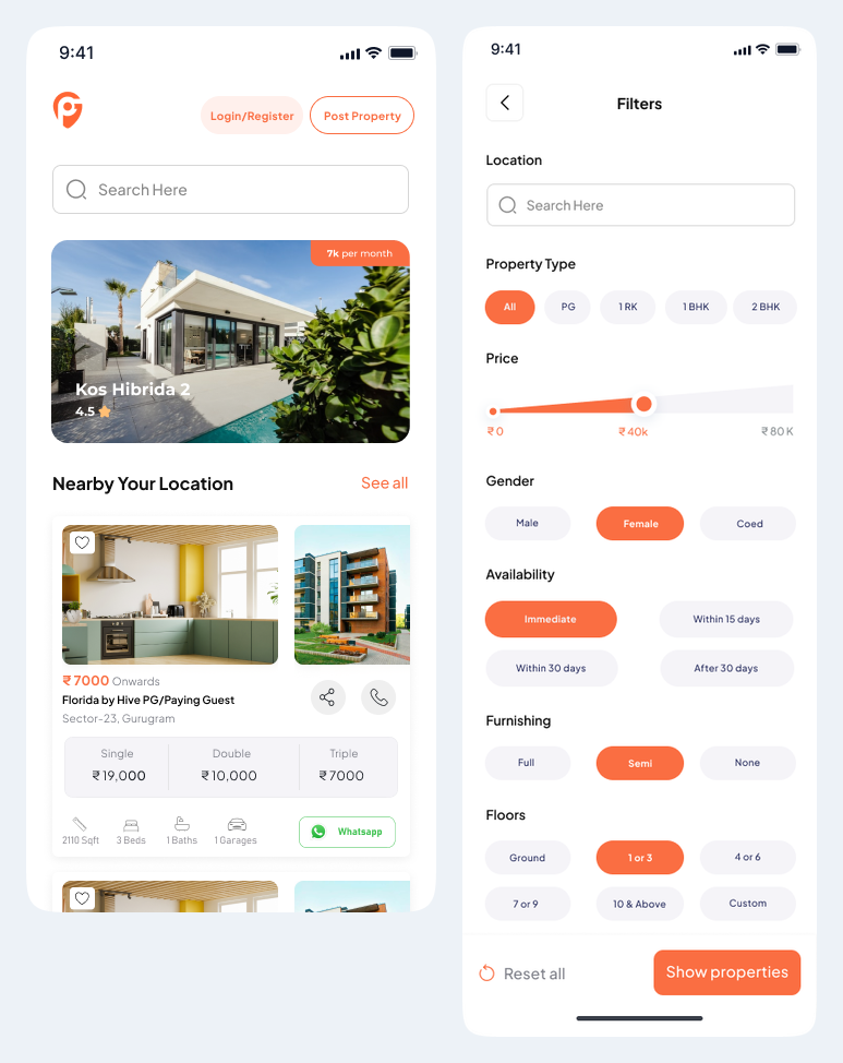 About PG Dekho: finding accommodation by preference | PG Dekho App PG Dekho mobile app screens: about pg dekho: finding accommodation by preference