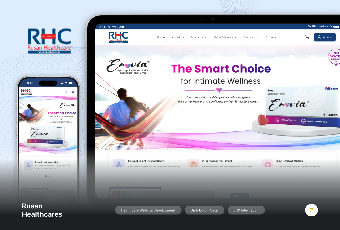 Rusan Healthcare — Desktop and Mobile Responsive Website Rusan Healthcare responsive website shown on desktop and mobile web screens