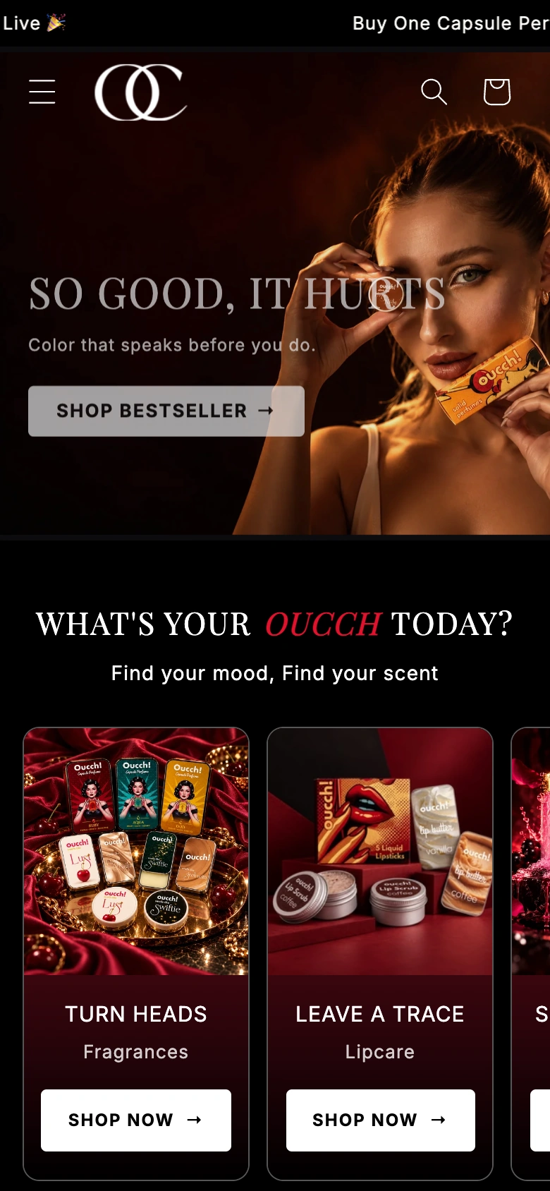 Oucch — Mobile Responsive Website Oucch mobile responsive website homepage