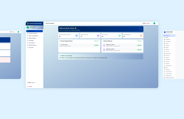 Ackrolix hospital patient dashboard with appointments and reports Ackrolix hospital patient dashboard with appointments and reports